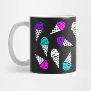 Colorful Ice Cream Pack and Pattern (Black) Mug